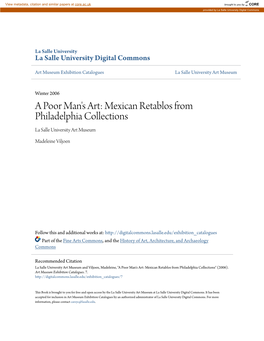 A Poor Man's Art: Mexican Retablos from Philadelphia Collections La Salle University Art Museum