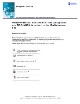 United to Rescue? Humanitarian Role Conceptions and NGO–NGO Interactions in the Mediterranean Sea