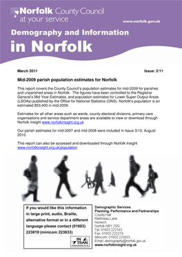 Mid-2009 Parish Population Estimates for Norfolk