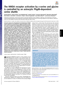 The NMDA Receptor Activation by D-Serine and Glycine Is Controlled by an Astrocytic Phgdh-Dependent Serine Shuttle