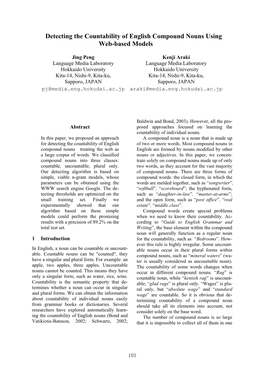 Detecting the Countability of English Compound Nouns Using Web-Based Models