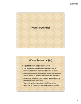 Water Potential Water Potential
