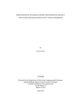 Perceptions of an Osaka Father: How Regional Dialect Influences Ideas on Masculinity and Fatherhood