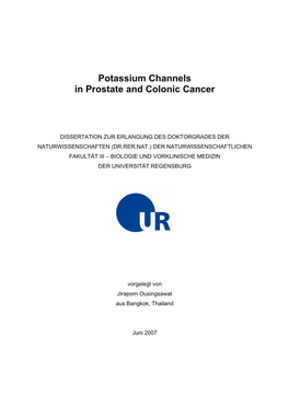 Potassium Channels in Prostate and Colonic Cancer