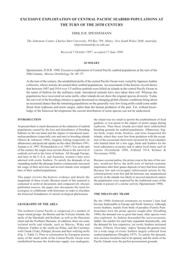 Excessive Exploitation of Central Pacific Seabird Populations at the Turn of the 20Th Century