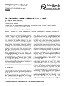 Wind Storm Loss Estimations in the Canton of Vaud (Western Switzerland)