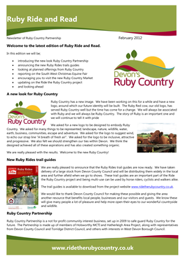 Ruby Ride and Read 4 February 2012