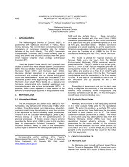 Numerical Modeling of Atlantic Hurricanes 4A.2 Moving Into the Middle Latitudes