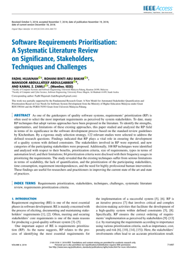 Software Requirements Prioritisation: a Systematic Literature Review on Significance, Stakeholders, Techniques and Challenges