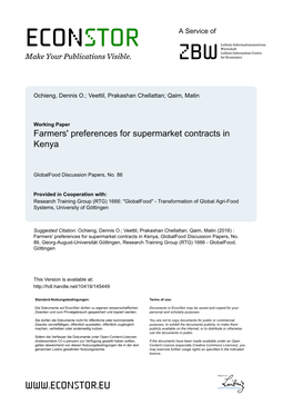 Farmers' Preferences for Supermarket Contracts in Kenya