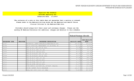 REPORT: RS04328‐R1328 NORTH CAROLINA DEPARTMENT of HEALTH and HUMAN SERVICES PHYSICIAN FEE SCHEDULE AS OF:1/24/2019 Medicaid M