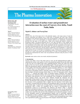 Evaluation of Surface Water and Groundwater Interaction Near The