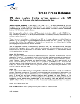 Trade Press Release