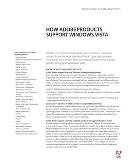 How Adobe Products Support Windows Vista