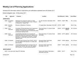 Weekly List of Planning Applications