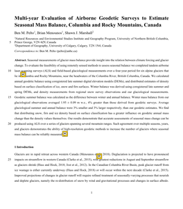 Multi-Year Evaluation of Airborne Geodetic Surveys to Estimate Seasonal Mass Balance, Columbia and Rocky Mountains, Canada Ben M