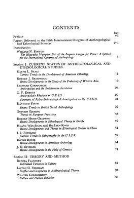 CONTENTS Pagi Preface V» Papers Delivered to the Fifth International Congress of Anthropological and Ethnological Sciences Xvn Introduction WILLIAM N