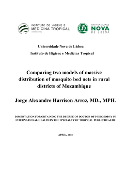 Comparing Two Models of Massive Distribution of Mosquito Bed Nets in Rural Districts of Mozambique