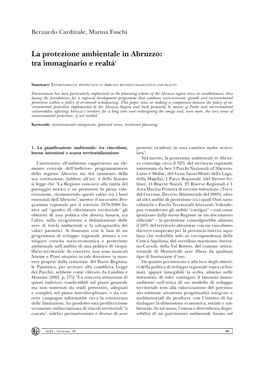 La Protezione Ambientale in Abruzzo: Tra Immaginario E Realtà1