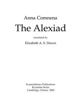 Anna Comnena the Alexiad