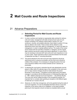 2 Mail Counts and Route Inspections