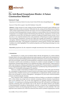 Fly Ash-Based Geopolymer Binder: a Future Construction Material