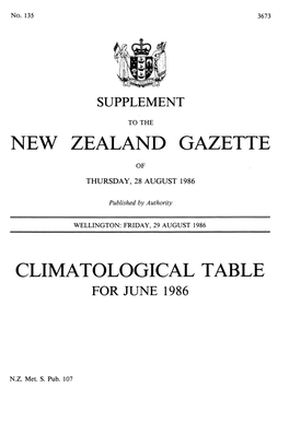 New Zealand Gazette Climatological Table