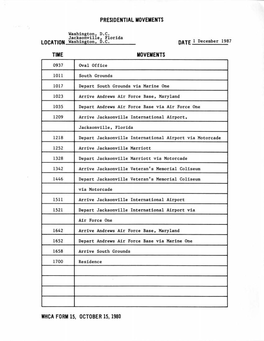 Presidential Movements Time Movements Whca Form 15