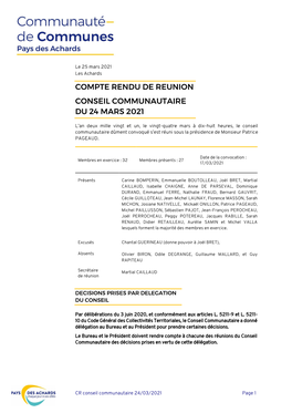 Compte-Rendu Du 24 Mars 2021