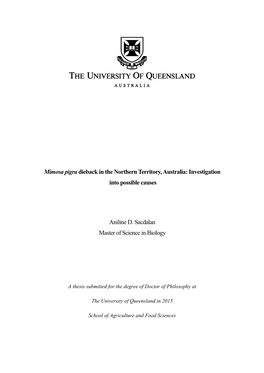 Mimosa Pigra Dieback in the Northern Territory, Australia: Investigation Into Possible Causes