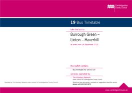 19 Bus Timetable Burrough Green – Linton – Haverhill