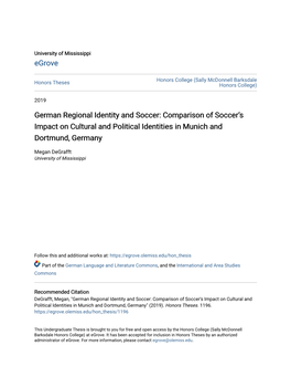 German Regional Identity and Soccer: Comparison of Soccerâ•Žs