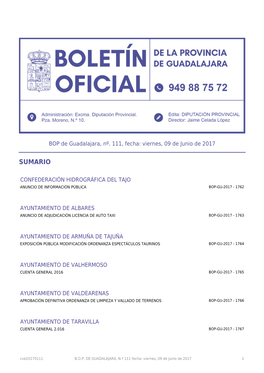 BOP De Guadalajara, Nº. 111, Fecha: Viernes, 09 De Junio De 2017