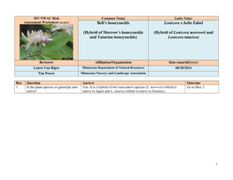 Bell's Honeysuckle Reproduces Asexually by Root Suckering and Go to Box 7B