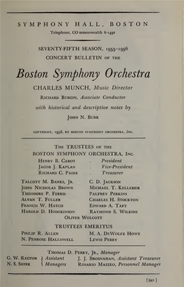 Boston Symphony Orchestra Concert Programs, Season 75, 1955-1956