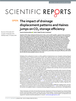 The Impact of Drainage Displacement Patterns and Haines Jumps on CO2 Storage Efciency Received: 29 November 2017 Ioannis Zacharoudiou 1, Edo S