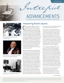 ADVANCEMENTS an EXCLUSIVE NEWSLETTER for MUSEUM SUPPORTERS Interpreting Historic Spaces Olossal