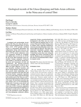 Geological Records of the Lhasa-Qiangtang and Indo-Asian Collisions in the Nima Area of Central Tibet