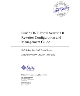 Sun™ ONE Portal Server 3.0 Rewriter Configuration and Management Guide