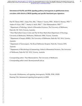 Intratumoral MAPK and PI3K Signaling Pathway Heterogeneity In