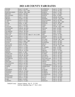 2021 County Fair Dates