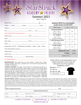 Summer 2021 Registration Form