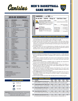 Men's Basketball Game Notes