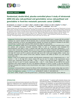 MM-141) Plus Nab-Paclitaxel and Gemcitabine Versus Nab-Paclitaxel and Gemcitabine in Front-Line Metastatic Pancreatic Cancer (CARRIE)