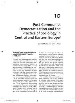 Post-Communist Democratization and the Practice of Sociology in Central and Eastern Europe1