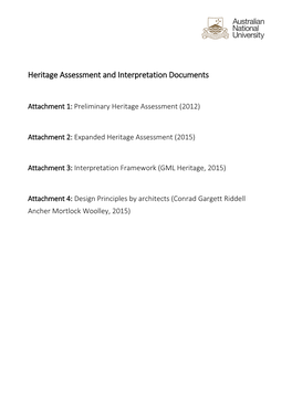 Heritage Assessment and Interpretation Documents