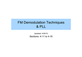 FM Demodulation Techniques &