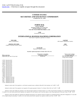 United States Securities and Exchange Commission Form 10-K