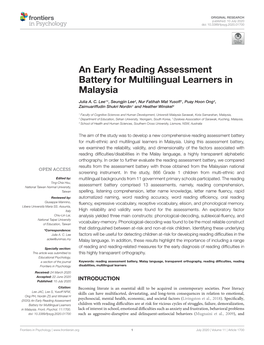 An Early Reading Assessment Battery for Multilingual Learners in Malaysia