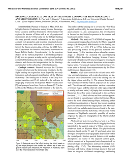 Regional Geological Context of the Insight Landing Site from Mineralogy and Stratigraphy